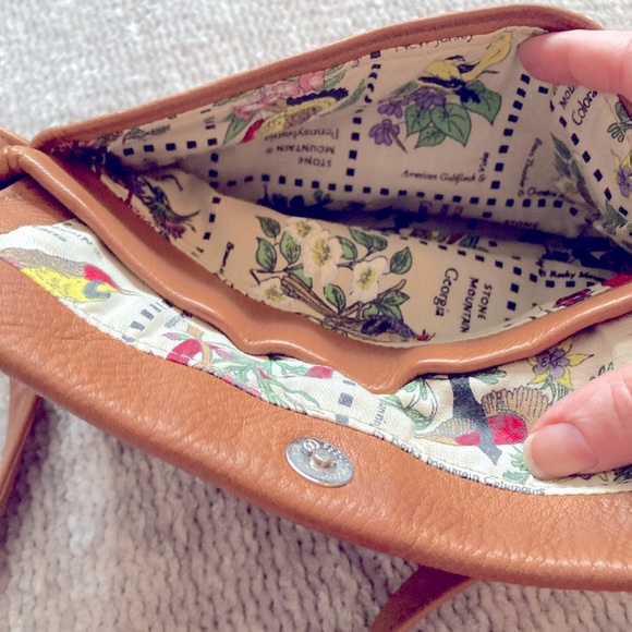 Stone Mountain Leather Crossbody Bag Bird Print Lining Retro Classic - Picture 10 of 14